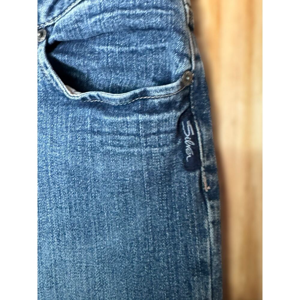 Y2K Silver Jeans Womens Size 29 Low Rise Dark Wash Bootcut Flare Denim Stretch - Picture 4 of 12
